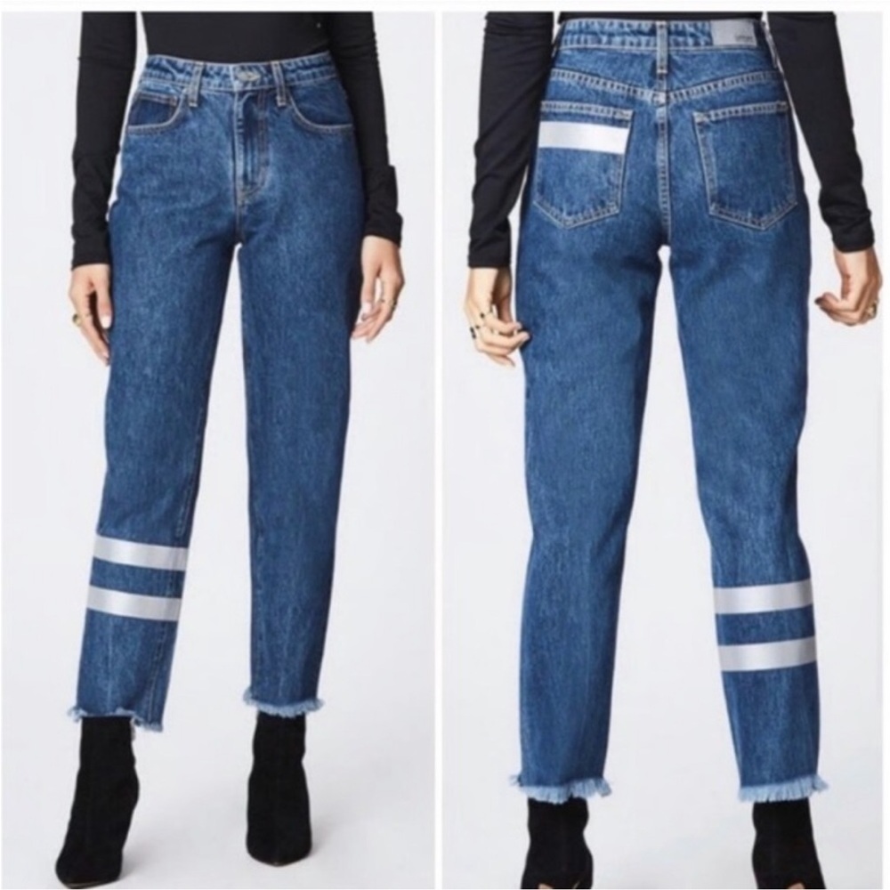 CARMAR Jeans Juliet Boyfriend Relaxed Fit High Rise Reflective Stripes 27